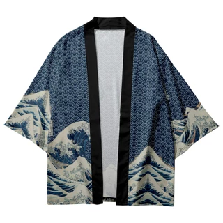Áo Khoác kimono Truyền Thống Nhật Bản Họa Tiết Đám Mây Sóng Biển haori Cho Nam Và Nữ yukata