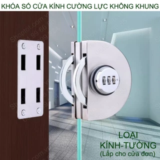 Khóa số cửa kính cường lực có chốt vặn khóa bên trong, bằng inox 304, trang bị 3 mã số có thể thay đổi được