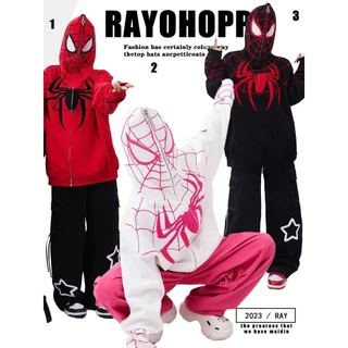 Người Nhện Hoodie Nam Nữ Áo Khoác hoodie Dáng Rộng Có Khóa Kéo Thêu Hình spiderman Chất Lượng Cao Cho Nam Nữ