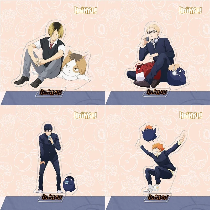 Mô hình Standee Cartoon Anime Haikyuu Cosplay Hinata Shoyo Kageyama Tobio Kenma Kozume in hình nhân vật 2 mặt rõ nét