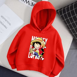 Lolocee Áo Khoác Hoodie Mùa Đông In Hình luffy anime Giản Dị Dành Cho Bé Trai