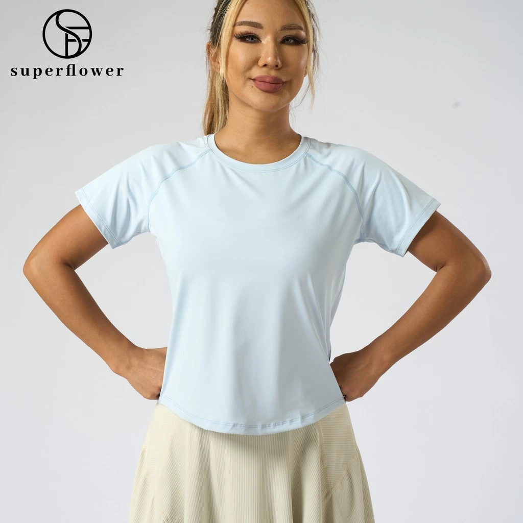 SUPERFLOWER Nữ Rời Lưới Áo Thun Tay Ngắn Thoáng Khí Chắp Vá Yoga Top Cho Thể Dục Chạy Bộ Mặc Thường Ngày