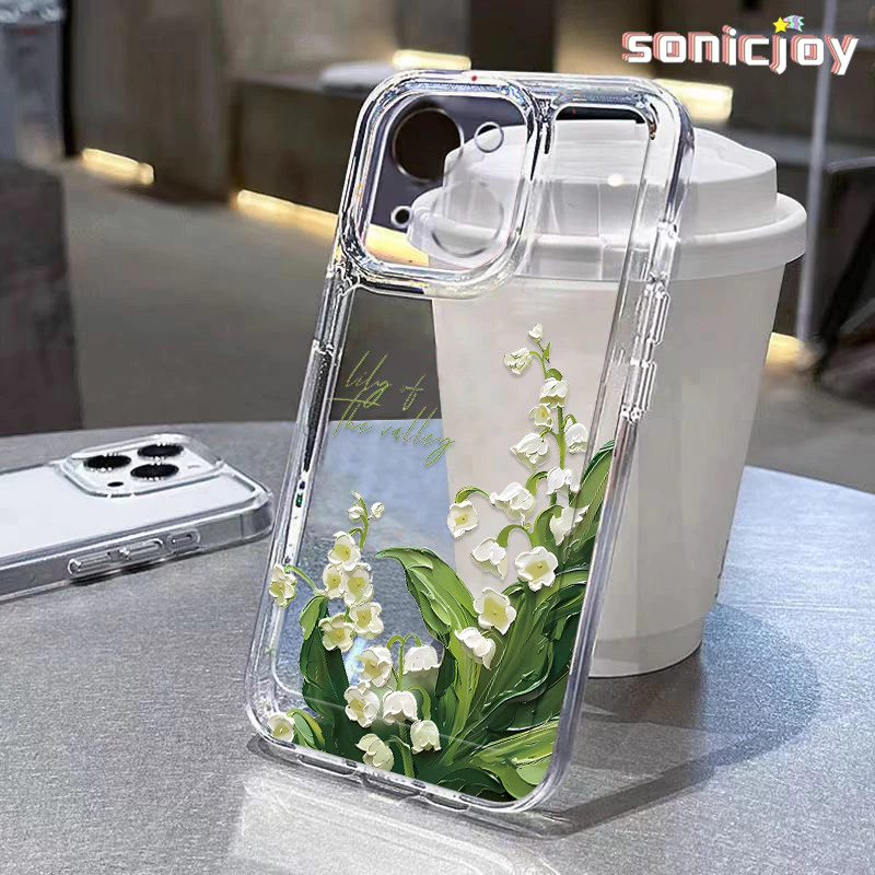 Ốp lưng IPhone lily Trắng Thung Lũng Thích Hợp Cho IPhone 11 12 13 14 15 16 Pro Max X XR XS Max 7Plus 8Plus Ốp Silicon Trong Suốt Thời Trang-SY