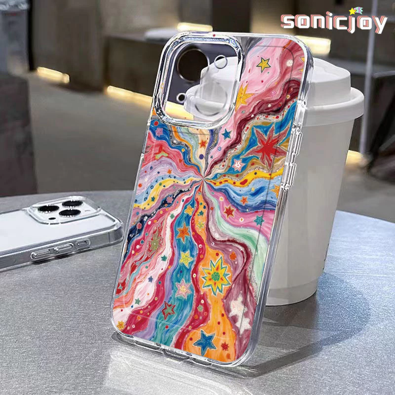 Ốp lưng Ngôi Sao Cầu Vồng Thích Hợp Cho IPhone 11 12 13 14 15 16 Pro Max X XR XS Max 7Plus 8Plus Ốp Silicon Trong Suốt Thời Trang-SY