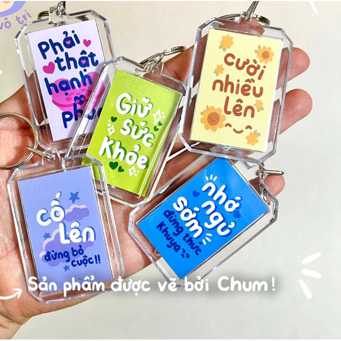 Siêu rẻ Móc khoá lời nhắn nhủ an ủi động lực treo cặp sách, chìa khoá nlp có lớp seal trong