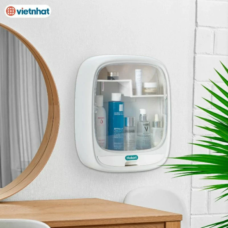 Kệ Mỹ Phẩm Treo Tường Hokori Việt Nhật Tủ Đựng Mỹ Phẩm Dán Tường Có Nắp Chống Nước