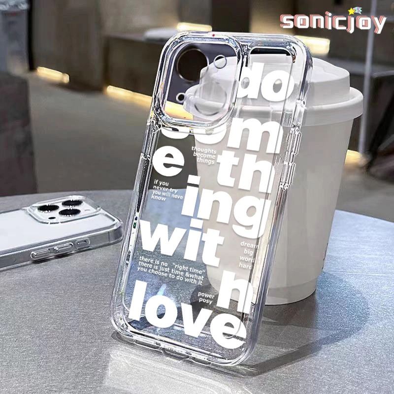 Ốp lưng Gương Trắng Tiếng Anh Thích Hợp Cho IPhone 11 12 13 14 15 16 Pro Max X XR XS Max 7Plus 8Plus Ốp Silicon Trong Suốt Thời Trang-SY