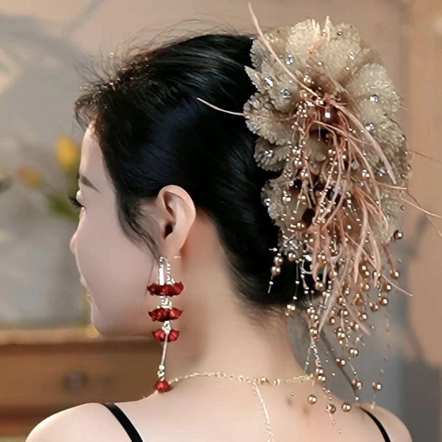 Kẹp tóc phụ kiện tóc hình cá mập Maillard thời trang nổi tiếng trên mạng bắt lông hoa cổ điển Hàn Quốc