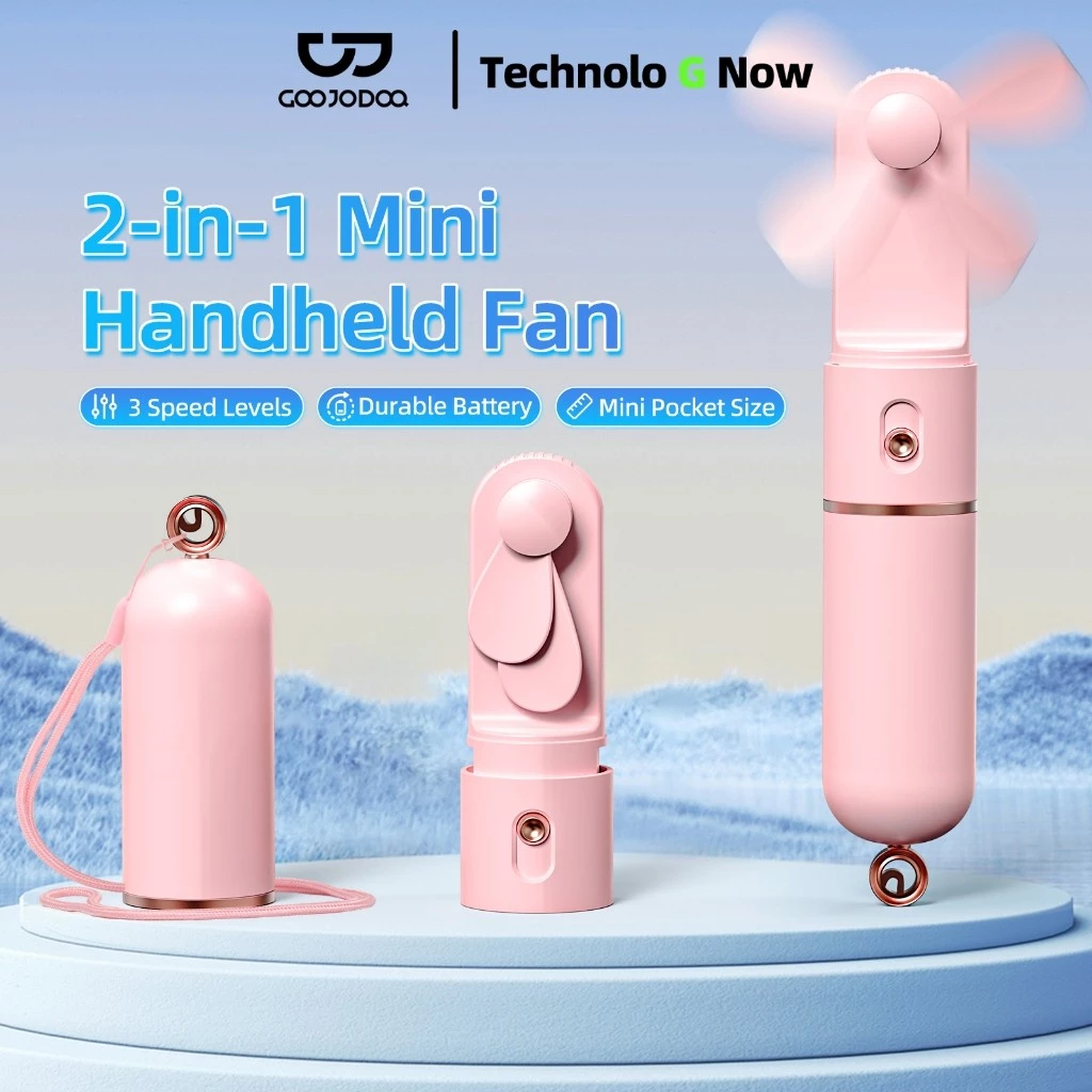 Quạt cầm tay mini 3 tốc độ GOOJODOQ 2500Mah kèm pin sạc dự phòng Type-C để sử dụng ngoài trời