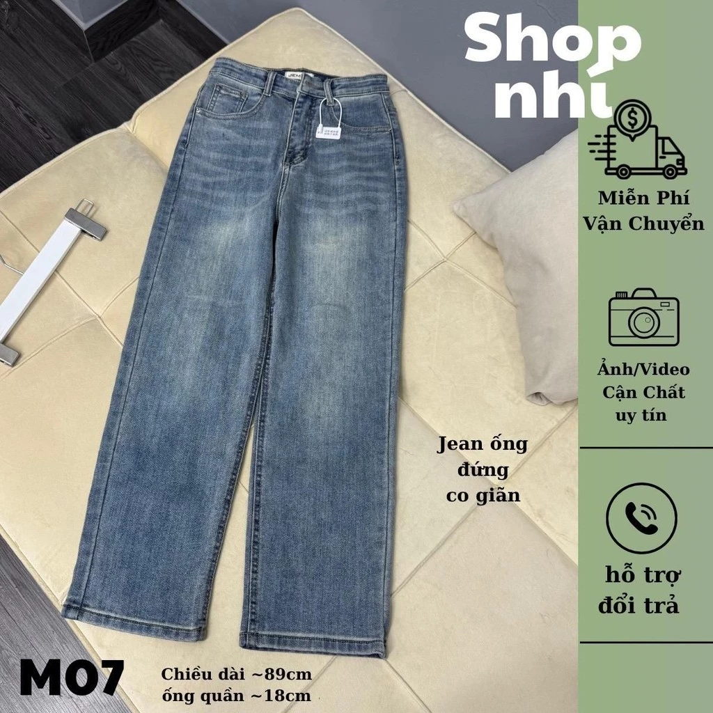 (88cm) Quần Jean Nữ Ống Đứng Trơn Co giãn ,  Đủ Size S/M/L ( D01 quần ống đứng ) 6830
