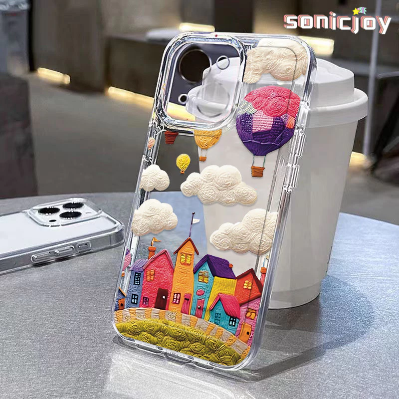 ốp lưng IPhone Bóng bay sơn dầu silicon trong suốt Cho Iphone 11 12 13 14 15 16 Pro Max X XR XS Max 7Plus 8Plus-SY
