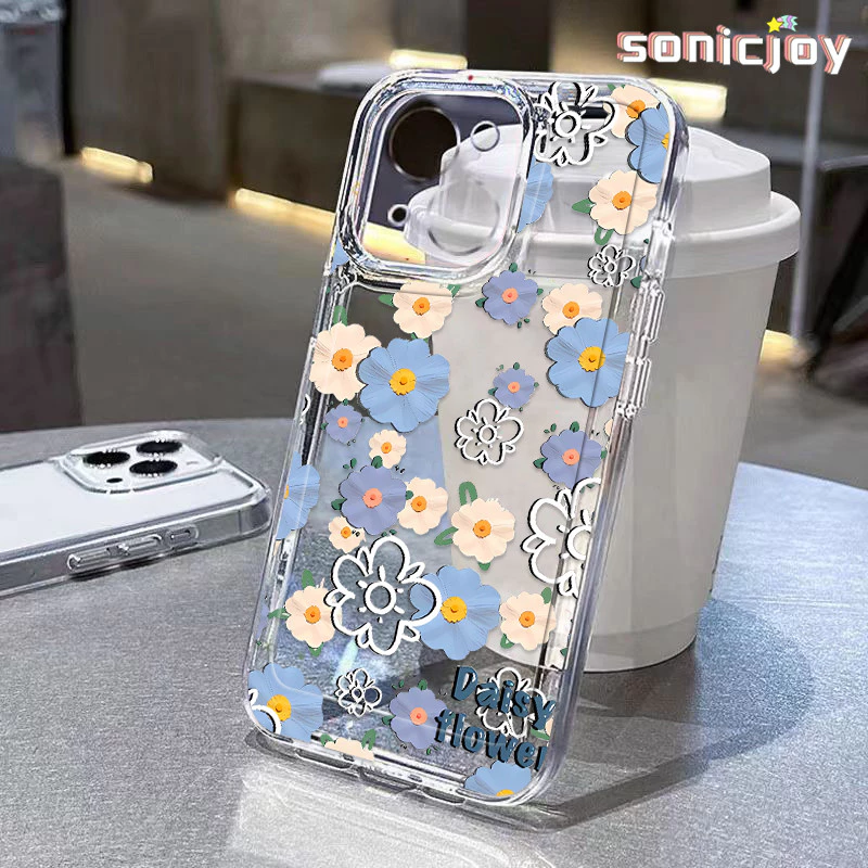 Ốp lưng Tranh Sơn Dầu Hoa Xanh Thích Hợp Cho IPhone 11 12 13 14 15 16 Pro Max X XR XS Max 7Plus 8Plus Ốp Silicon Trong Suốt Thời Trang-SY