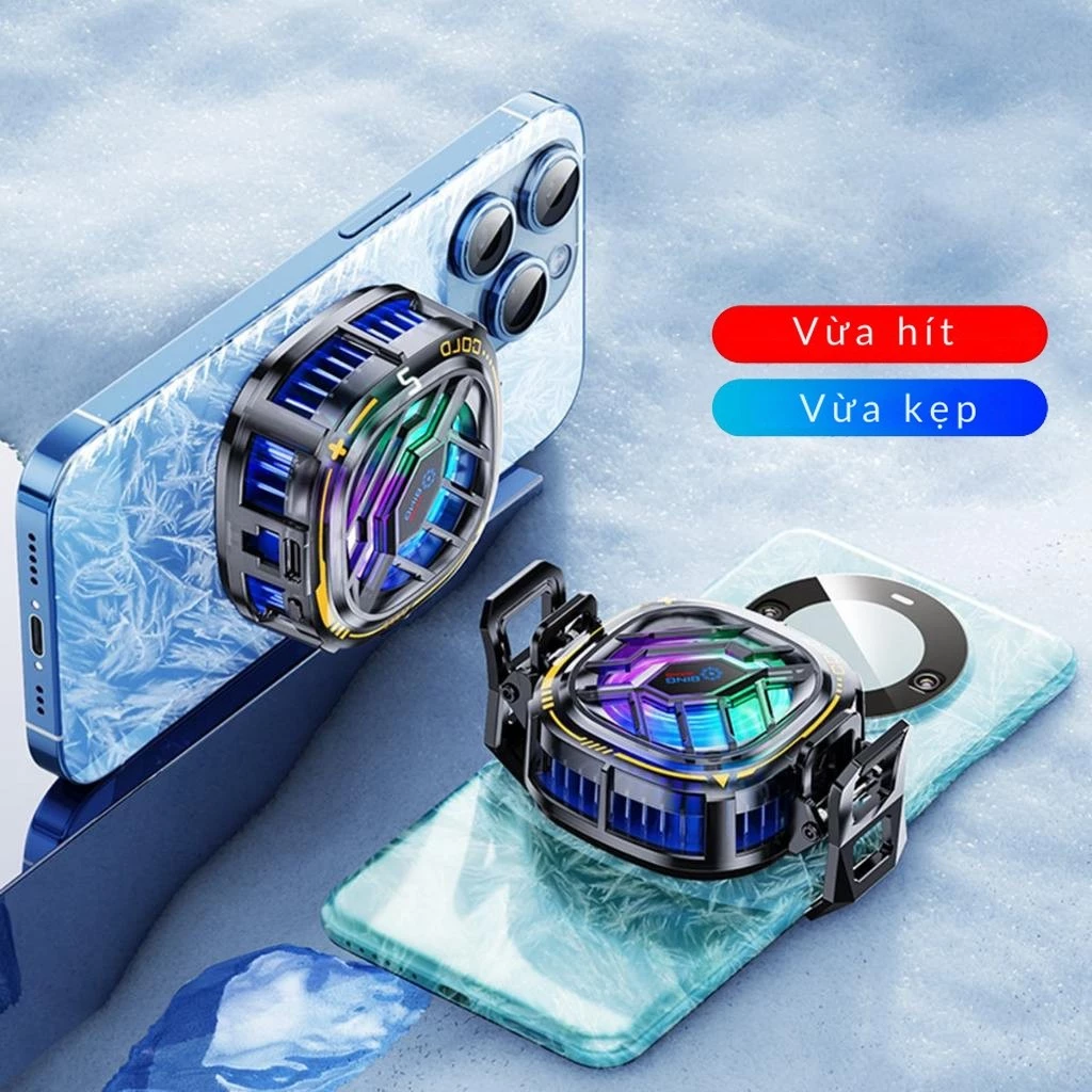 Quạt tản nhiệt điện thoại X76 Plus+ sò lạnh từ tính vừa kẹp máy Led RGB Gaming có màn hình hiển thị nhiệt độ