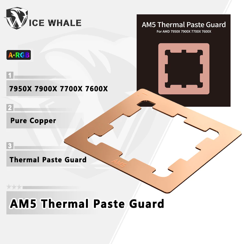 Ice Cá Voi AM5 Dán Nhiệt Bảo Vệ Chip Tản Nhiệt Giáp Bao Đồng AMD Cho 7950X 7900X 7700X 7600X CPU Tấm Giáp