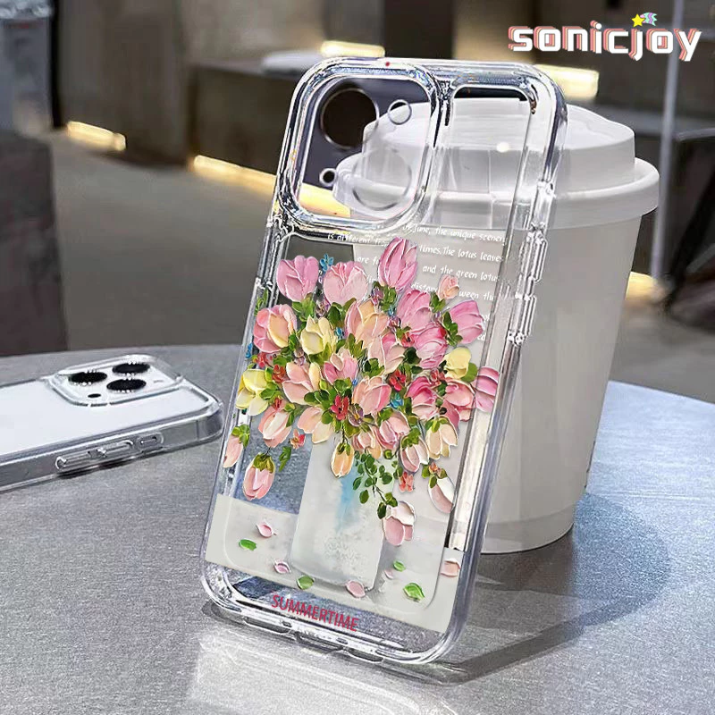 Ốp Lưng iPhone Tranh Sơn Dầu Hoa Thích Hợp Cho IPhone 11 12 13 14 15 16 Pro Max X XR XS Max 7Plus 8Plus Ốp Silicon Trong Suốt Thời Trang ins-SY
