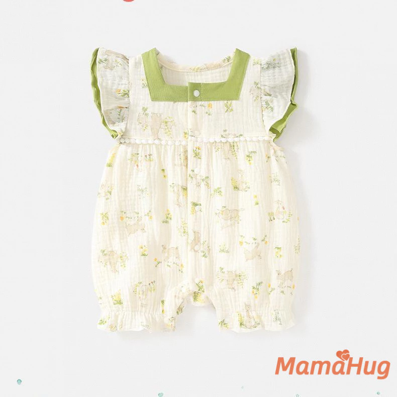 ​​2026 Mới Bé Gái Mùa Hè Áo Liền Quần Trang Phục Cotton Dễ Thương Trẻ Sơ Sinh Tay Ngắn Onesies Sơ Sinh Jumpsuit Quần Áo Cho Bé Tháng Đầu Tiên Lễ Kỷ Niệm Chụp Ảnh Trang Phục Bò Dễ Thương Mặc Thường Ngày
