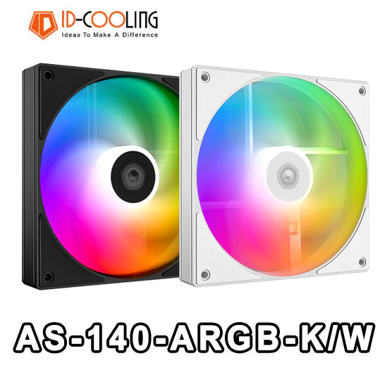 ID-COOLING AS-140-ARGB-K / W 14cm CPU khung gầm quạt làm mát nước ARGB Tắt tiếng Quạt khung gầm PWM 5V3PIN Giảm xóc hai mặt