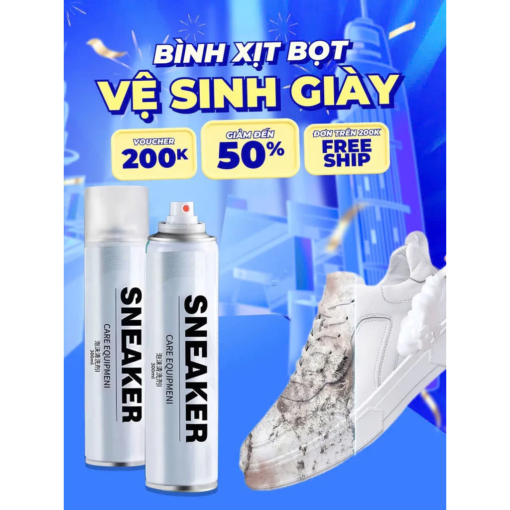 Chai xịt tạo bọt vệ sinh giày Sneaker cao cấp