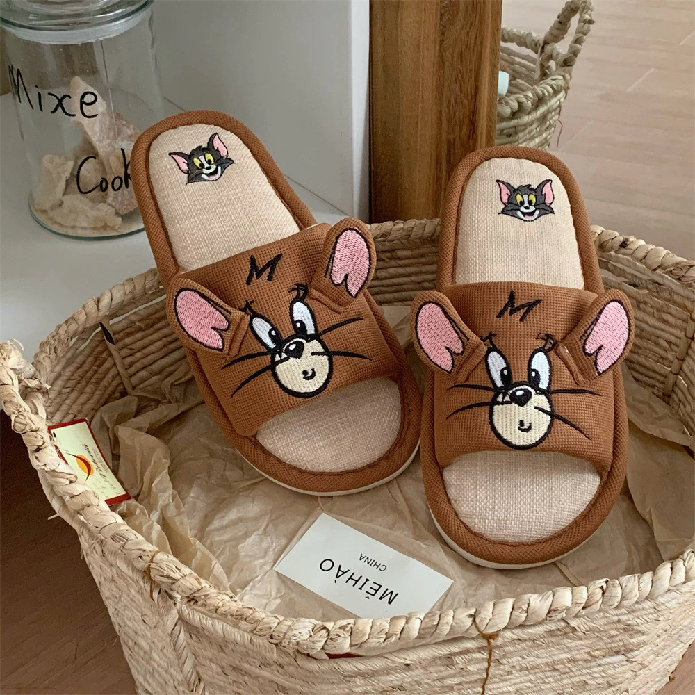 XIXITIAO Cặp Đôi Dễ Thương Vải Lanh Cotton Dép Xuân Hè Nhà Điều Hòa Không Khí Phòng Sàn Giày Nam Nữ