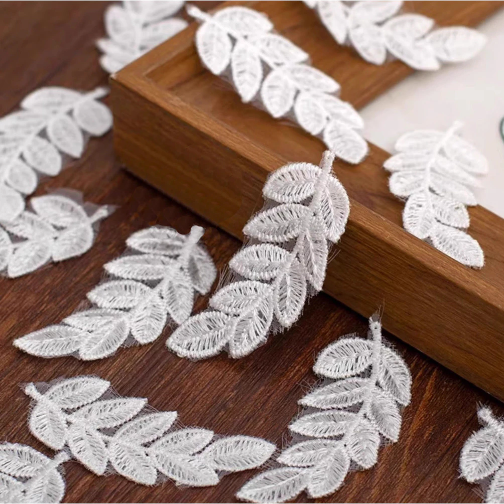Miếng dán sửa chữa váy cưới bằng ren viền lá trắng, bộ 10 chiếc, DIY trang trí