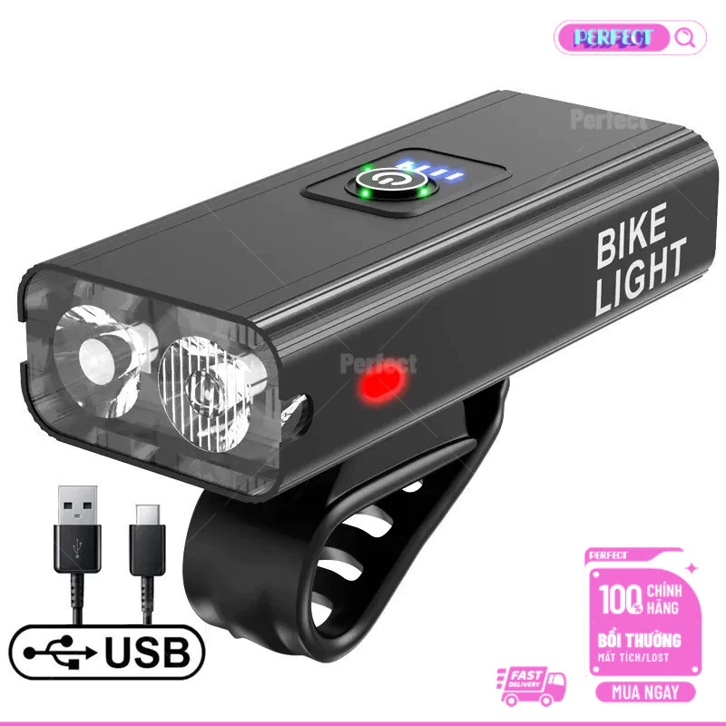(🔥Giá khuyến mãi)Đèn pha xe đạp LED chống nước T6 10W 1200LM 6 chế độ USB Sạc xe đạp MTB Đèn trước ngoài trời Đèn Flash