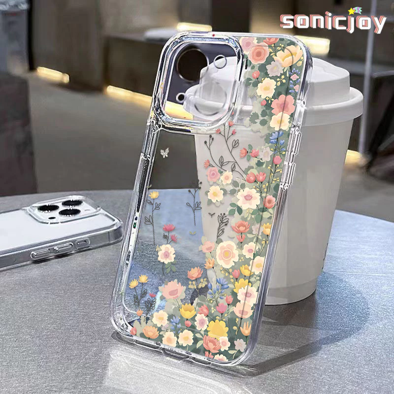 Ốp lưng iPhone Súng Hoa Sáng Tạo Thích Hợp Cho IPhone 11 12 13 14 15 16 Pro Max X XR XS Max 7Plus 8Plus Vỏ Silicon Trong Suốt Thời Trang-SY