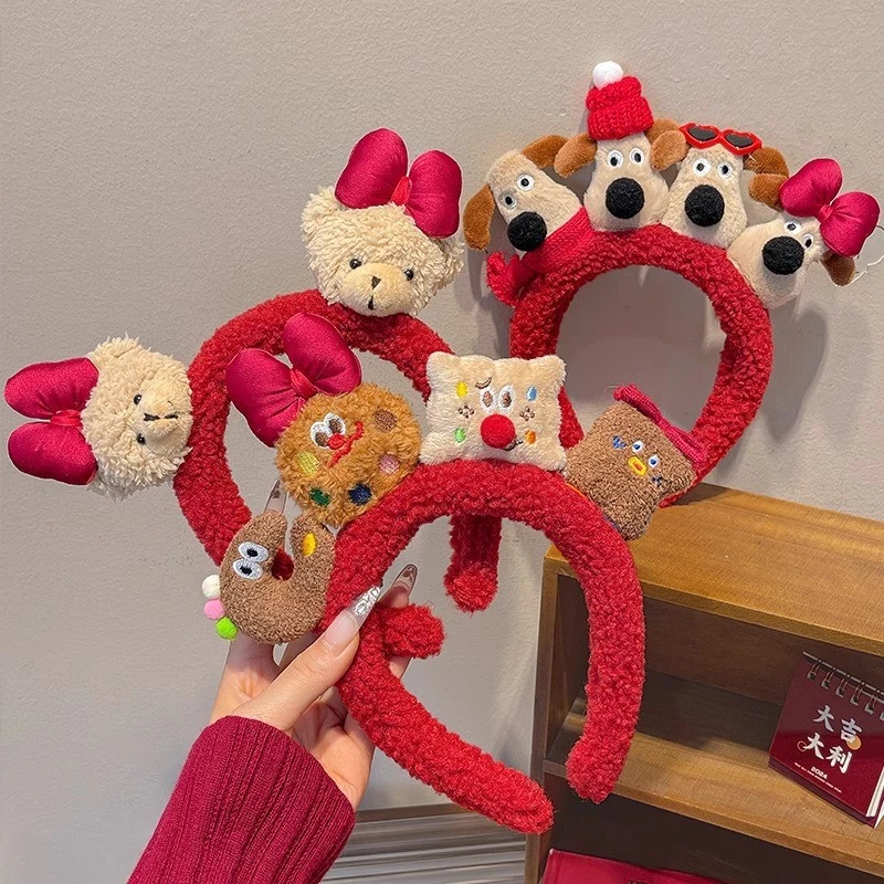 Phim hoạt hình vui nhộn Puppy Băng Đô Màu Đỏ Cừu lông cừu dễ thương mũ đội đầu trẻ em