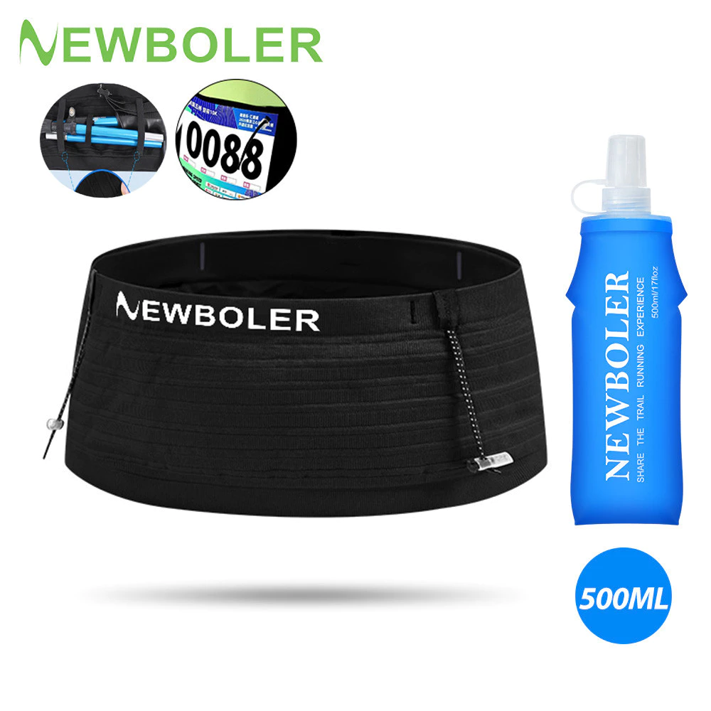 Newboler Đai chạy bộ dung lượng lớn Hydrat hóa Túi thắt lưng đàn hồi cao thoáng khí đa chức năng để chạy bộ thể dục leo núi Marathon Túi thắt lưng ngoài trời có nước mềm