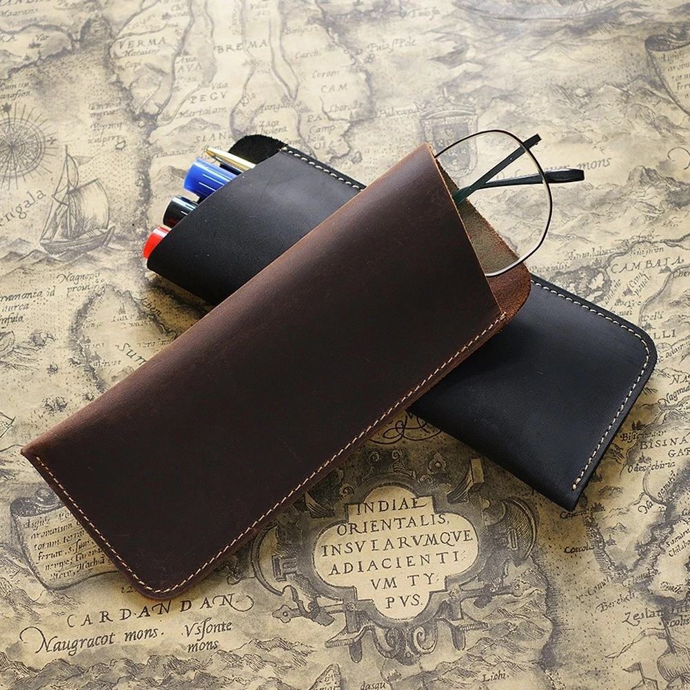 Sáng Tạo Handmade Chính Hãng Họa Tiết Da Retro Cổ Điển Hộp Đựng Bút Chì Bảo Vệ Hộp Đựng Bút Bút Bút Ánh Sáng Sang Trọng Bút