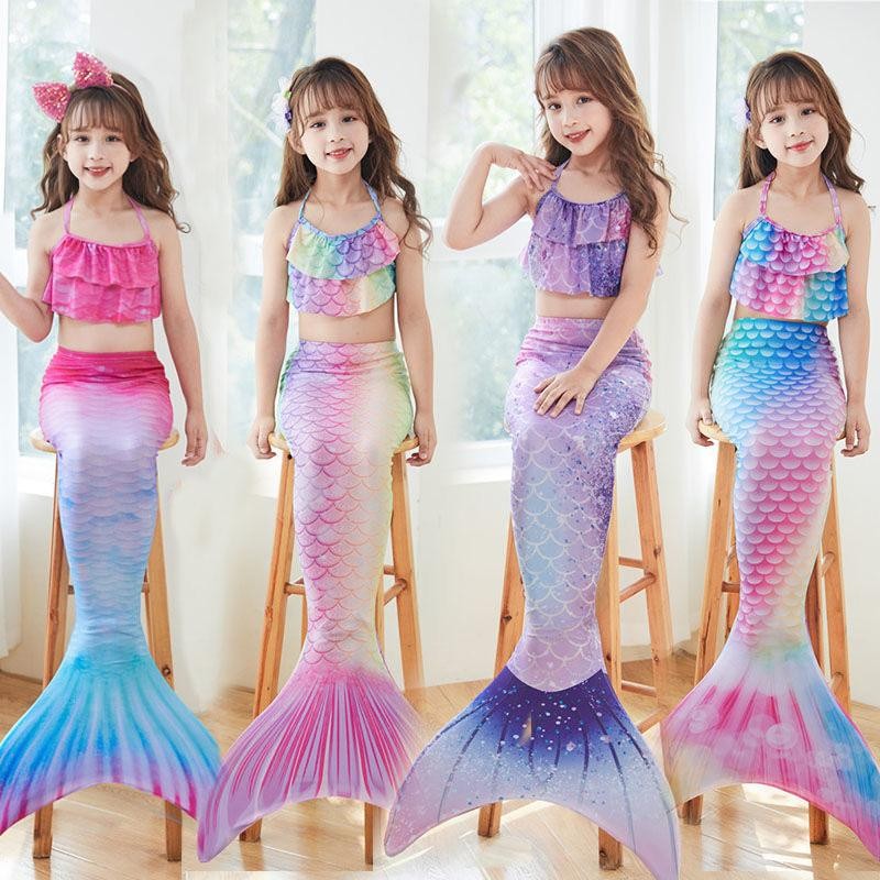 Đồ bơi trẻ em Bộ đồ bơi đuôi nàng tiên cá cho bé gái Trang phục nàng tiên cá Bộ Bikini mùa hè