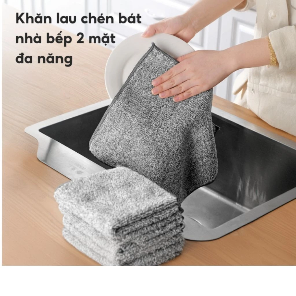 COMBO 30 Khăn lau nhà bếp vệ sinh cọ rửa chén bát 2 mặt 20cm, Khăn lau đa năng vải thấm hút nước tốt