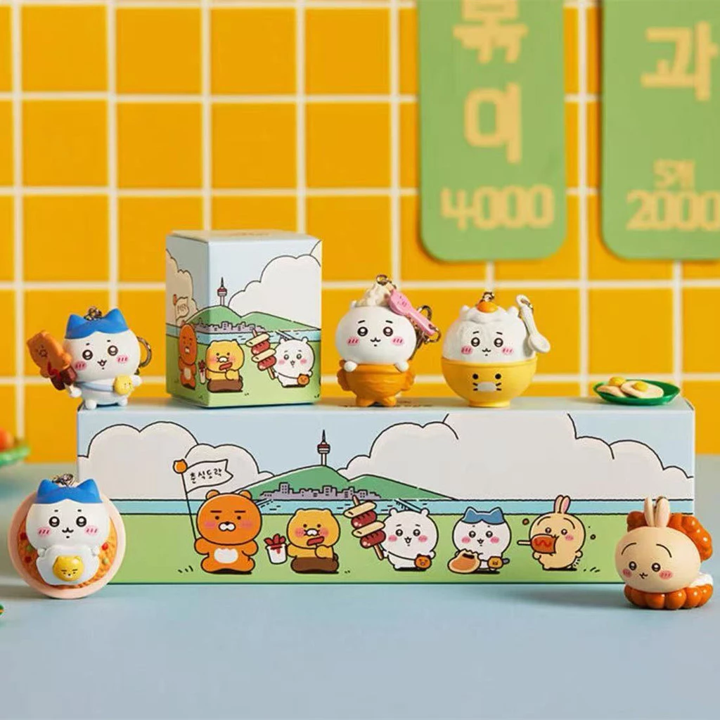 KAKAO Chiikawa Ẩm Thực Hàn Quốc Hộp Mù Kawaii Móc Khóa Dễ Thương Mặt Dây Chuyền Đồ Chơi Trẻ Em Quà Tặng