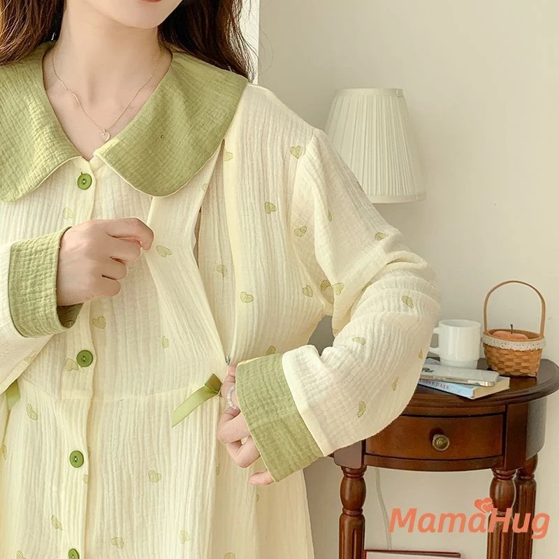 Phong Cách Hàn Quốc Sau Sinh Bộ Đồ Ngủ Gạc Cotton Mở Trước Cho Con Bú Váy Ngủ Thoáng Khí Phục Hồi Bệnh Viện Mặc Phòng Chờ Mẹ Nhà Thờ Quà Tặng Tháng Thánh