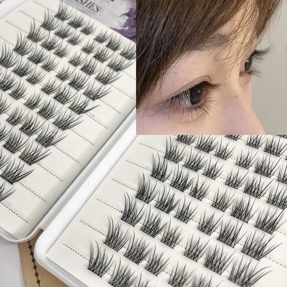 Tự dính Slant Fly Fluffy Lông mi Đuôi mở rộng Lông mi Phong cách tự nhiên