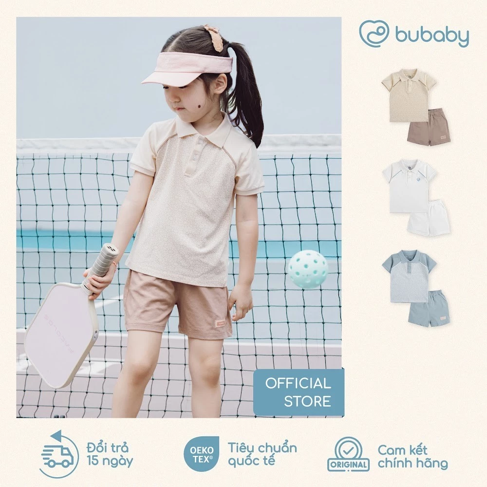 Bộ quần áo cộc tay cổ Polo BU Baby Ponie, bộ cộc thể thao sang trọng cho bé trai gái | BPN130314