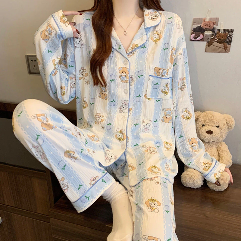 [40-75kg] Bộ pijama dài tay Mikko chất lượng cao ngọt ngào, bộ đồ mặc ở nhà thoải mái
