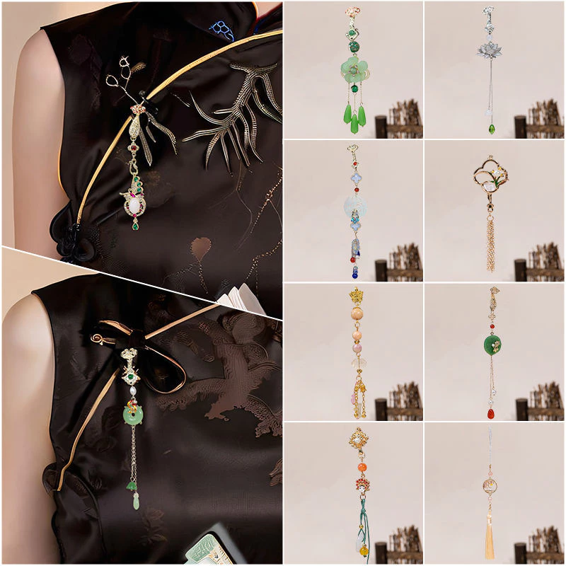Phụ Kiện Hanfu Retro Phong Cách Trung Quốc: Áo Sườn Xám, Mặt Dây Chuyền Thổ Cẩm, Tua Rua, Quà Tặng Hợp Thời Trang