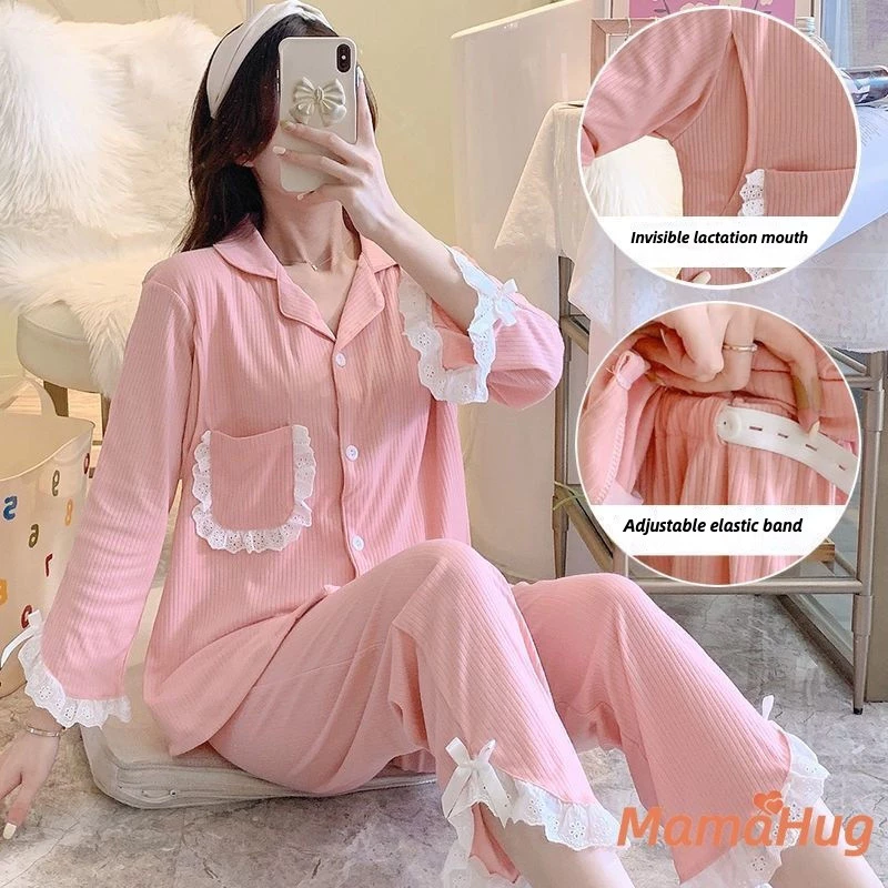 ​​2026 Bộ đồ ngủ cho bà bầu Điều dưỡng Bộ đồ ngủ sau sinh Đồ ngủ mang thai Đồ cho con bú Áo choàng dáng rộng vừa vặn Quần áo cho con bú Mẹ mới Mùa hè Mùa thu Bệnh viện Giao hàng Trang phục