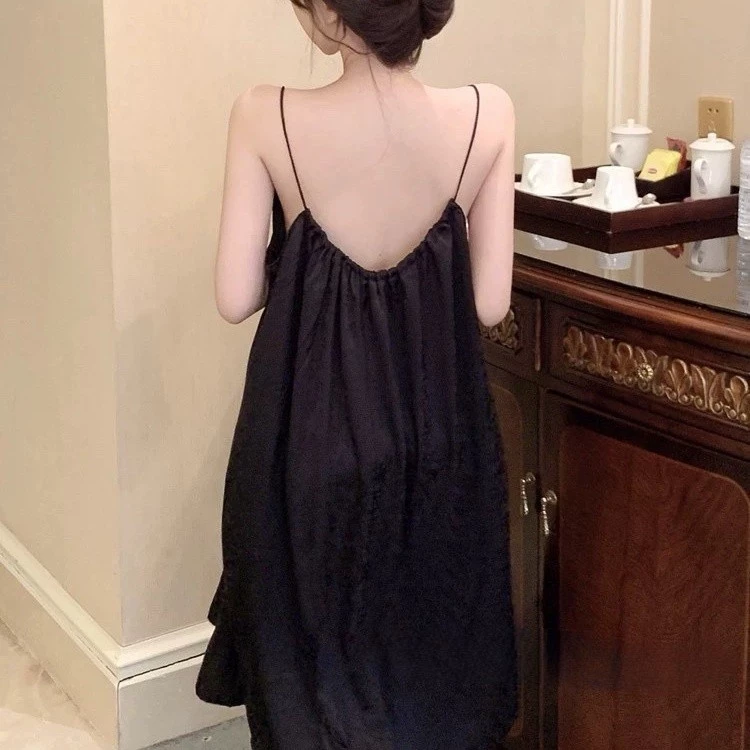 [Sẵn Sàng] Bộ Đồ Ngủ Nữ Sling Váy Ngủ Gợi Cảm Plus Size Loungewear Mùa Hè Ice Silk Dây Tinh Khiết Style Desire Thoải Mại Thoáng Mát