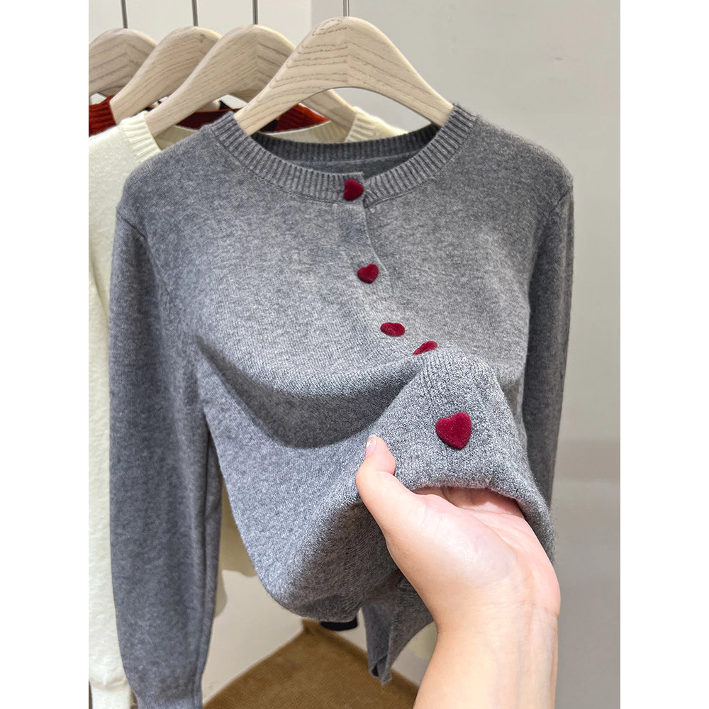 YAYUAN Cổ Tròn Dệt Kim Cardigan Nữ Phong Cách Mới Thời Trang Phương Tây Nút Trái Tim