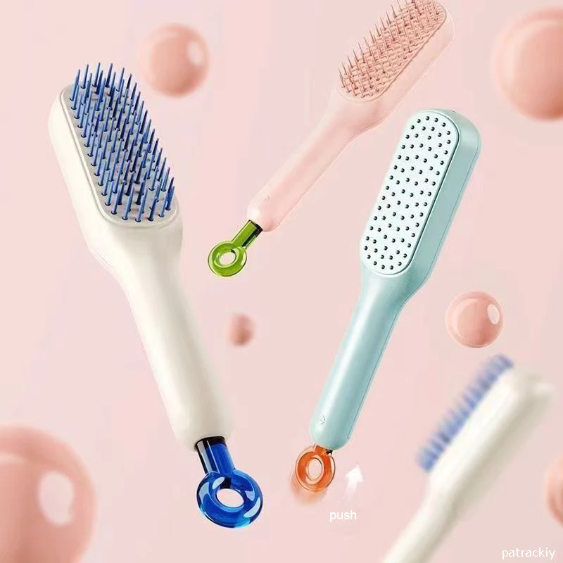 Lược Chải Tóc Tự Động Làm Sạch, Lược Chống Tĩnh Điện ABS Magic Gấp Gọn, Quà Tặng Giúp Tóc Mượt Mà hàng đẹp