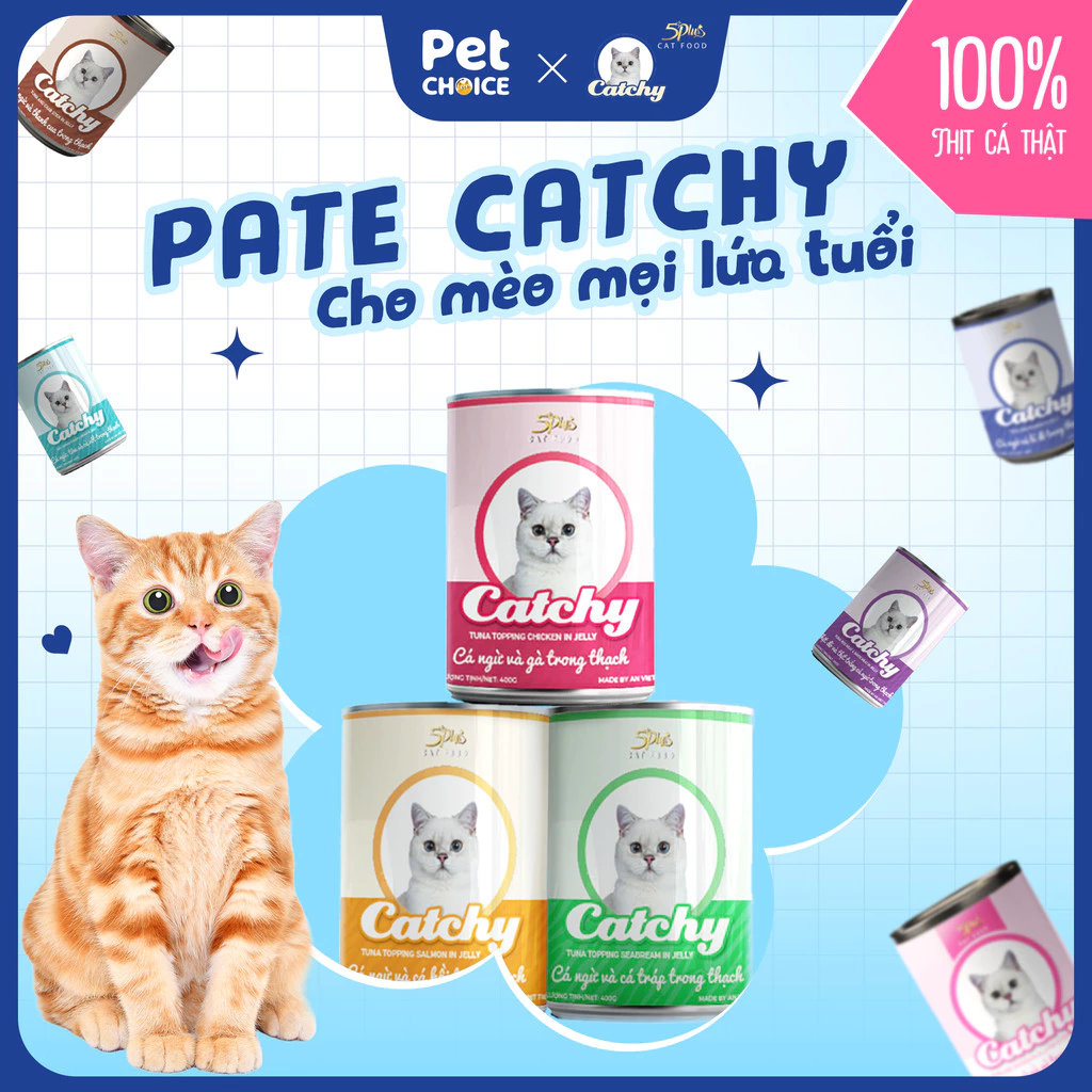 [Chính hãng] Pate Catchy 400g, pate trong thạch cho mèo mọi lứa tuổi đầy đủ hương vị thơm ngon