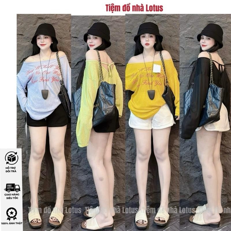 Áo thun giấy cổ tròn tay dài in chữ bacsic mới (Tiệm đồ nhà Lotus)
