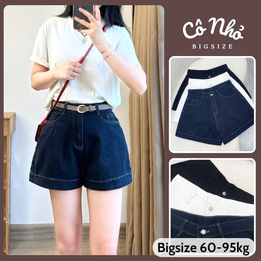 Quần Đùi Bigsize Nữ Dáng Ngố Lật Lai Năng Động Vải Jean/Denim/Kaki Cho Chubby Q559/J6