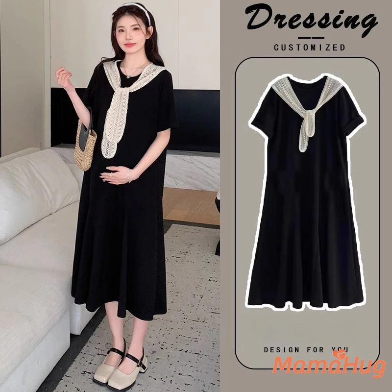Đầm Bà Bầu Mùa Hè Mới Giảm Béo Dài Đầm Maxi Có Thể Tháo Rời Khăn Choàng Hai Mảnh Bộ Nhẹ Đen Mang Thai Trang Phục Nữ Nhà Thờ Đám Cưới Kỳ Nghỉ Chụp Ảnh Đi Biển Nữ