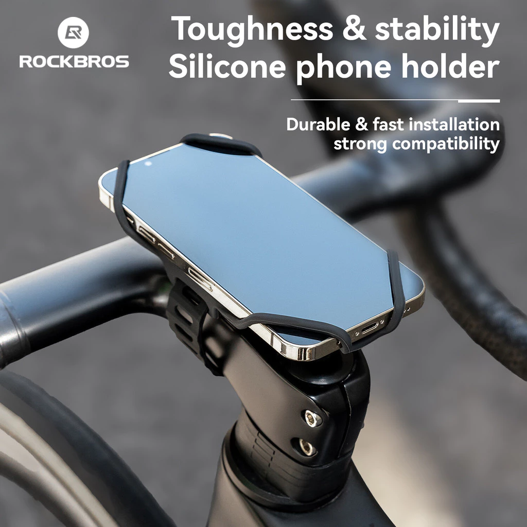 Giá đỡ điện thoại ROCKBROS 4,5-7 inch Giảm xóc chống trượt Giá đỡ điện thoại di động bền bỉ Cài đặt nhanh Phát hành nhanh Phụ kiện xe đạp đường trường di động MTB