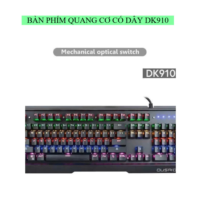 Bàn Phím Quang Cơ  Có Dây Chống Nước IPX8- DK901 - LED Nhiều Hiệu Ứng - Antin Ghosting Full Phím - Bảng Điều Khi