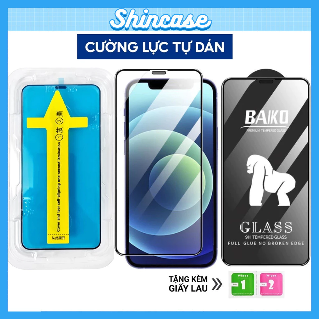 Kính Cường Lực iPhone Khung Tự Động Dán Trong Suốt Full Màn Cho 6/6s/7/8/Plus/X/XS/XR/11/12/13/14/15/16/17/Air/Pro/Max