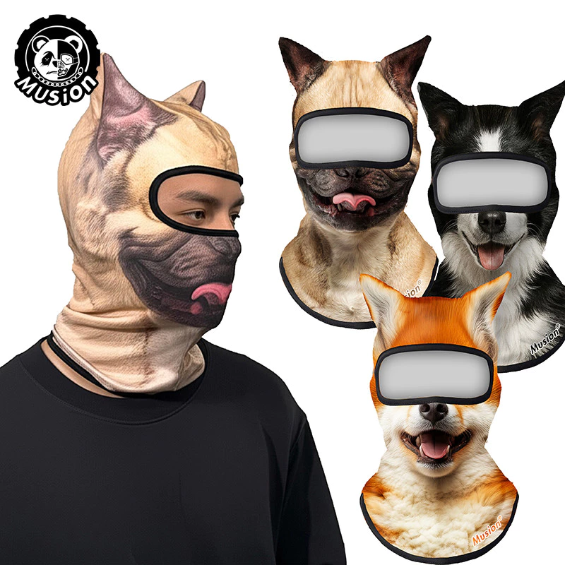 Musion 3D Dog Balaclava Mặt nạ chống gió có tai Mặt nạ toàn mặt ngoài trời chống tia cực tím dễ thương dành cho nam và nữ