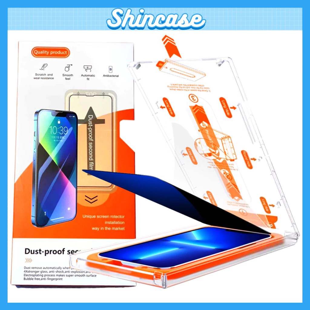 Kính Cường Lực iPhone Khung Tự Dán Chống Nhìn Trộm, Tự Hút Bụi, Bảo Vệ Màng Loa Cho X/XS/11/12/13/14/15/16/17/Pro/Max